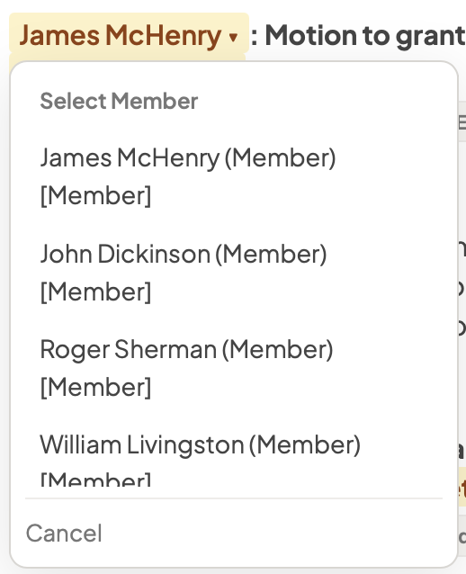 MuniMins Choose Motion Member Identification